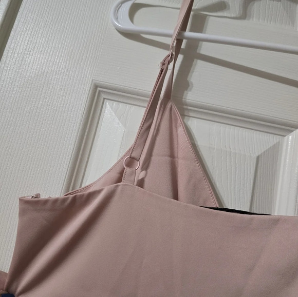 NWOT Studio 19 Y2K Blush Pink Satin Mini Slip Dress/Tunic, Pleated Wrap Neckline - Picture 10 of 12